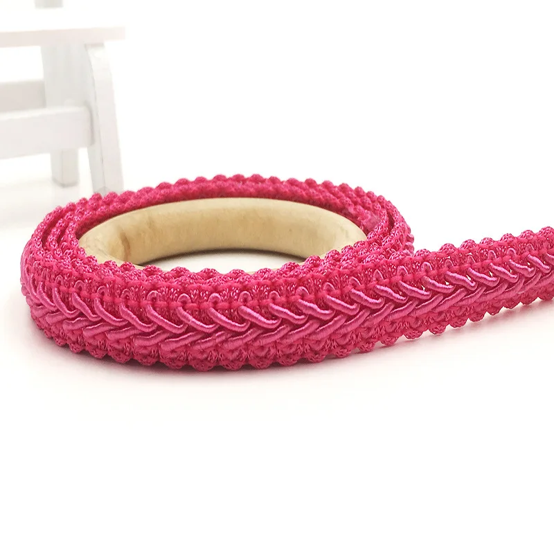 Wholesale Colorful 12MM Polyester Woven Braid Trim Fabric Gimp Trim Lace Ribbon Sewing Upholstery Home Decoration Accessories