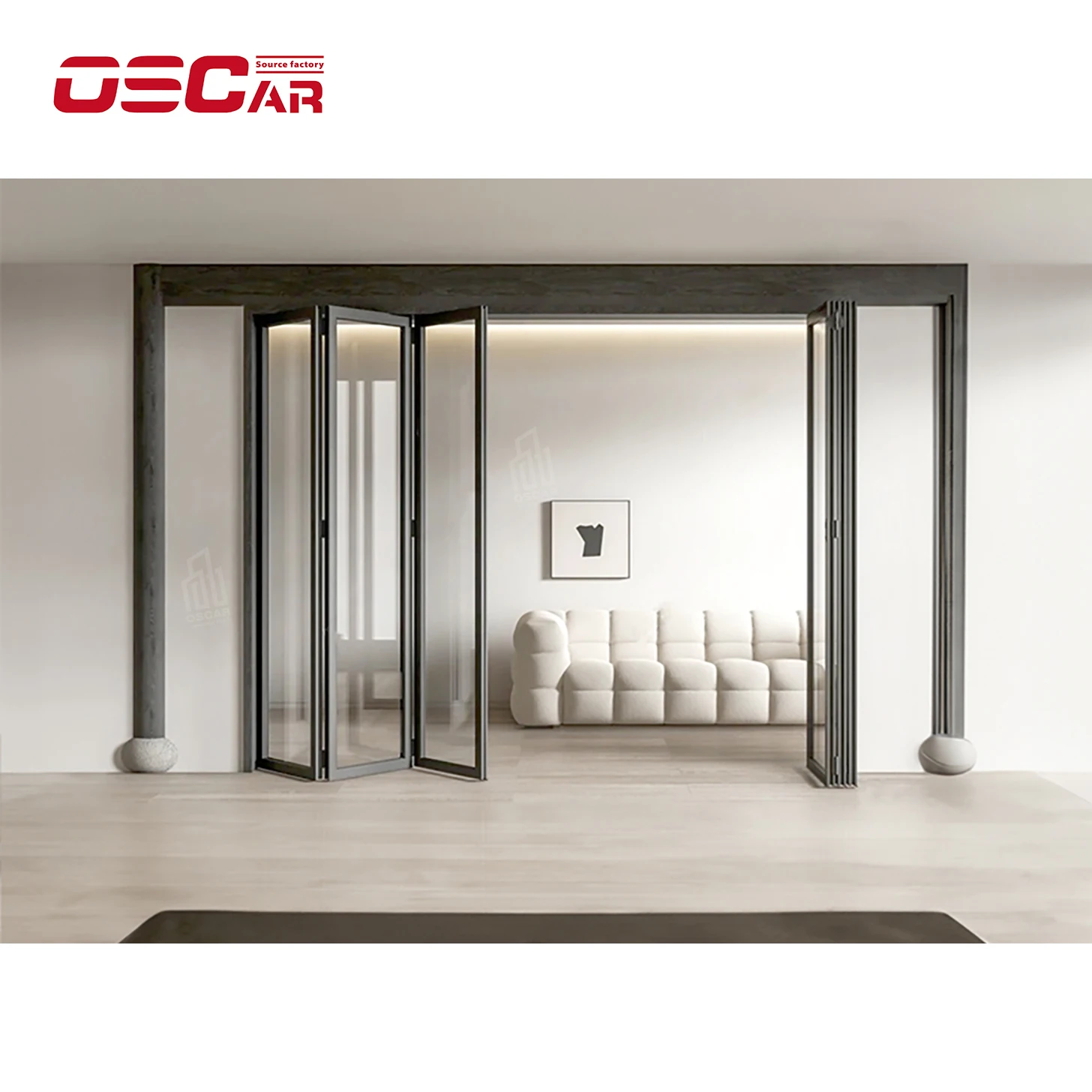 Oscaracso Hot sale retractable gates sliding gate aluminum trackless folding gate