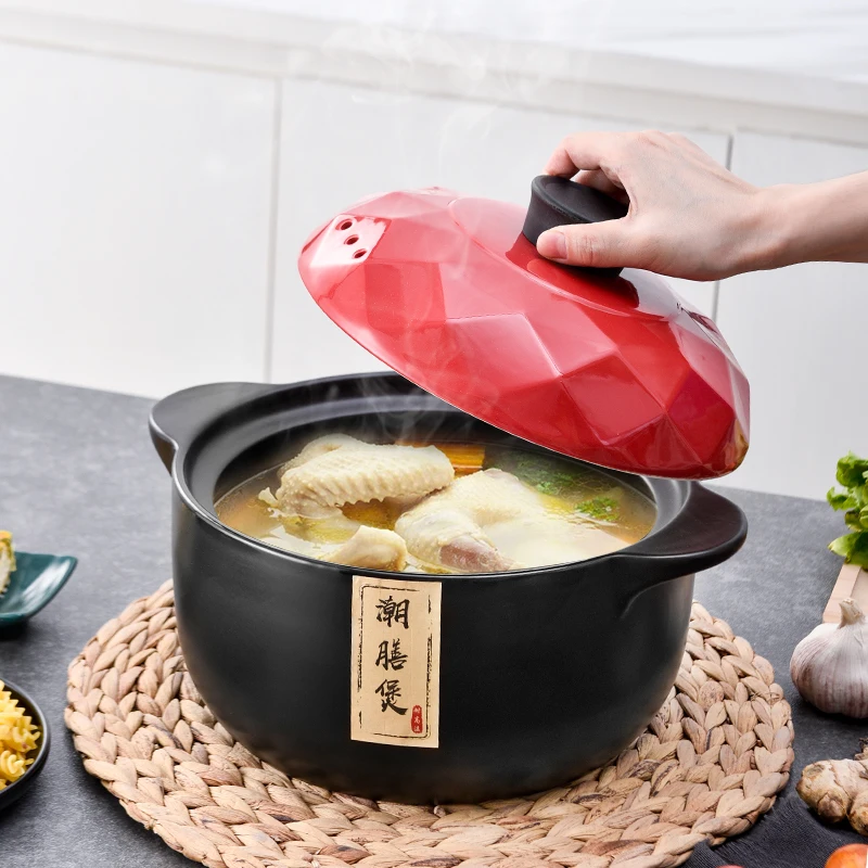 RONGYE ceramic pot heat resistance cooking pot induction-gas-stove safe soup cooking pot