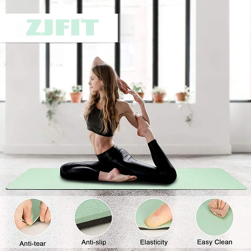 Dropshipping Tpe yoga Matt De yoga Sport Gym Yogamatt Anti Slip 6mm Custom Logo UV Print Eco Friendly Double Layer Tpe Yoga Mat