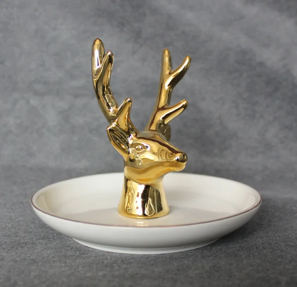 Luxury Porcelain Key Holder Ceramic Jewelry Ring Tray Decor Plate Creative 3D Animal Design Trinket Holder for Jewelry Organizer