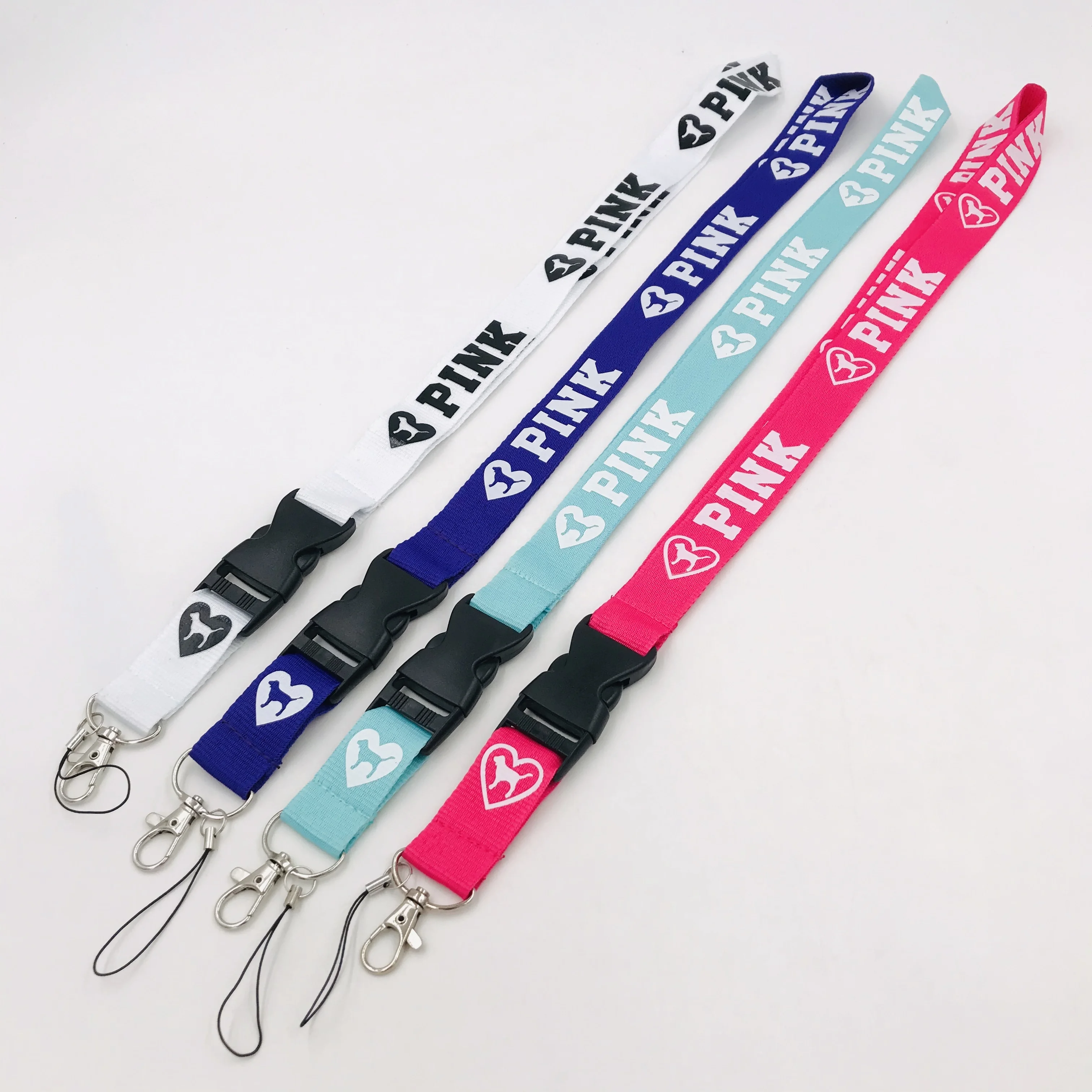 Customized pink Lanyards in Bulk Screen Printing Brand Name Lanyards