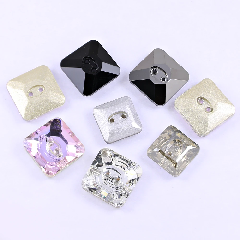 Crystal glass fancy buttons with 2 holes for garment accessories