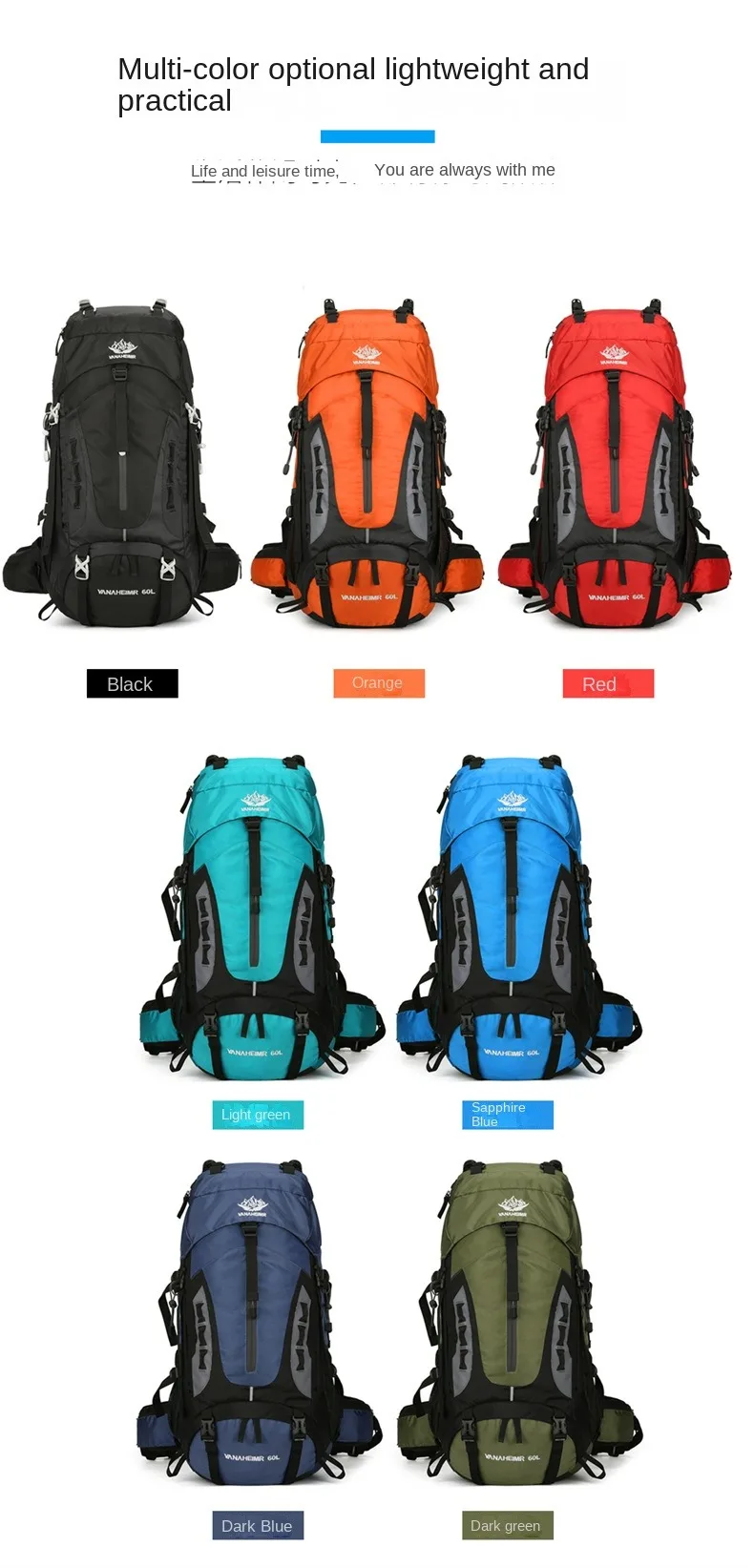 Waterproof hiking backpack outdoor mountaineering camping rucksack large capacity hiking backpack for men