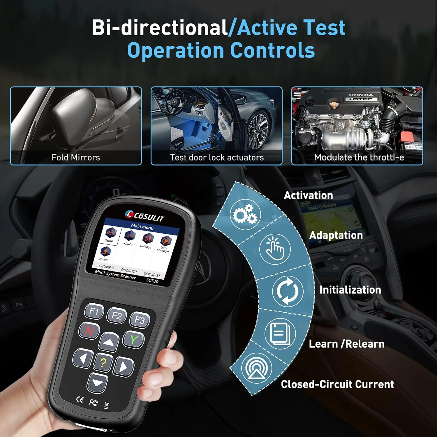 SC530 ABS SRS Airbag EPB Oil Battery Reset Transmission All System Scan Tool Diagnostic Car Scanner OBD2 Scanner Code Reader