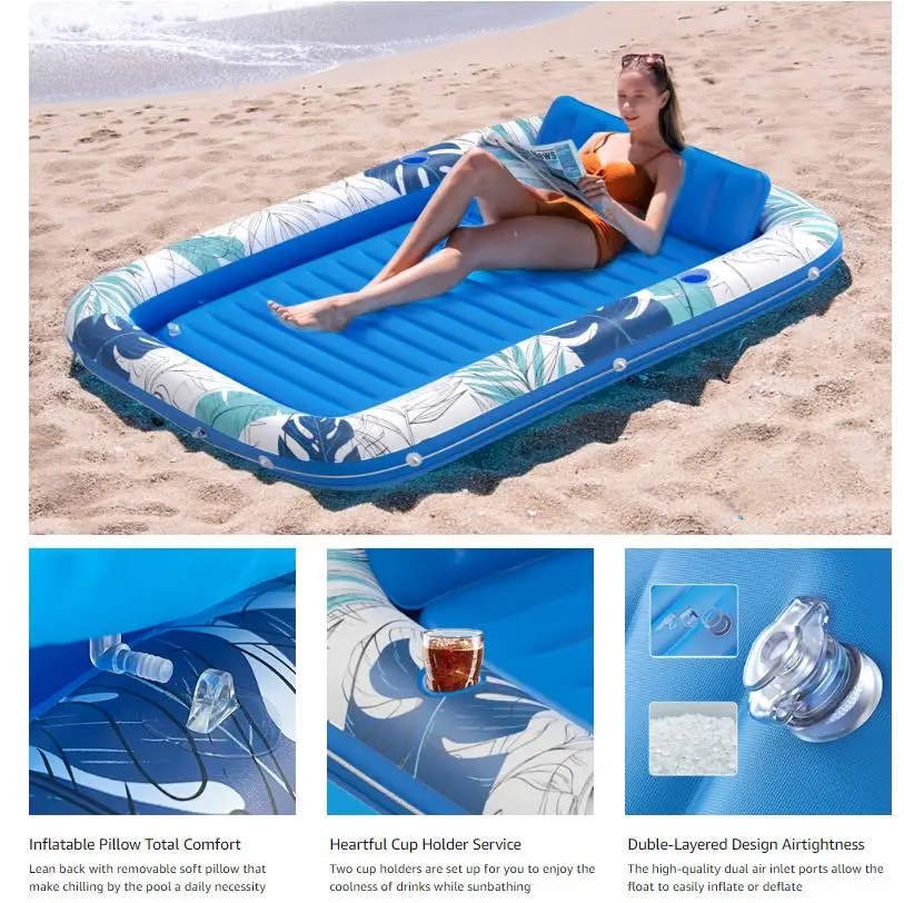 Inflatable Skimboard Pool Water Mat with Wrap Around Rope China Inflatable Pool Floats for Kids and Adult with Pillow
