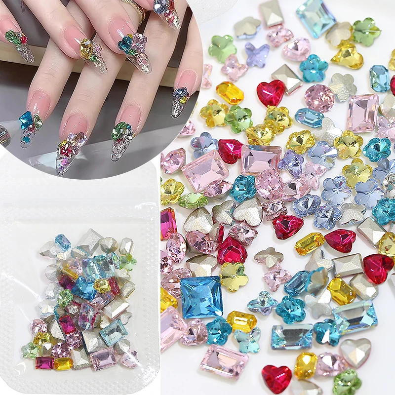 New Arrival Mixed Design Rhinestone Nail Art Random Mixed Shape 4-8mm 3d Nail Diamond Nail Jewelry