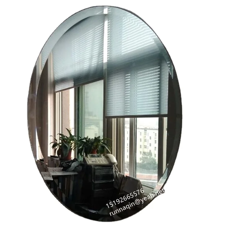 wholesale 45x60 oval mirror  bevel mirror tiles for bathroom wall  mirror  with diamond edges espejos frameless for events