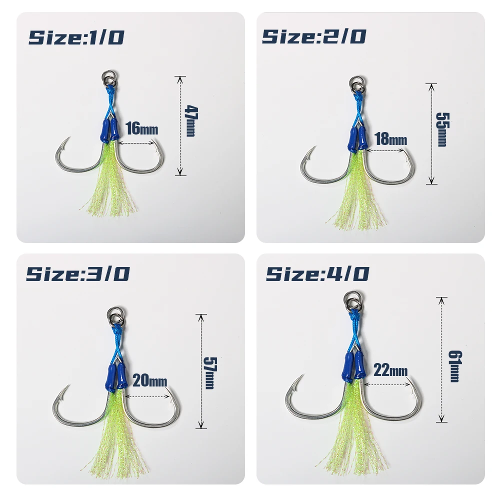Jigging pro High Carbon Steel Sharp Fishing Hook 1/0 2/0 3/0 4/0 5/0  Metal Jig hook For Fishing Double Assist Hook Fishing