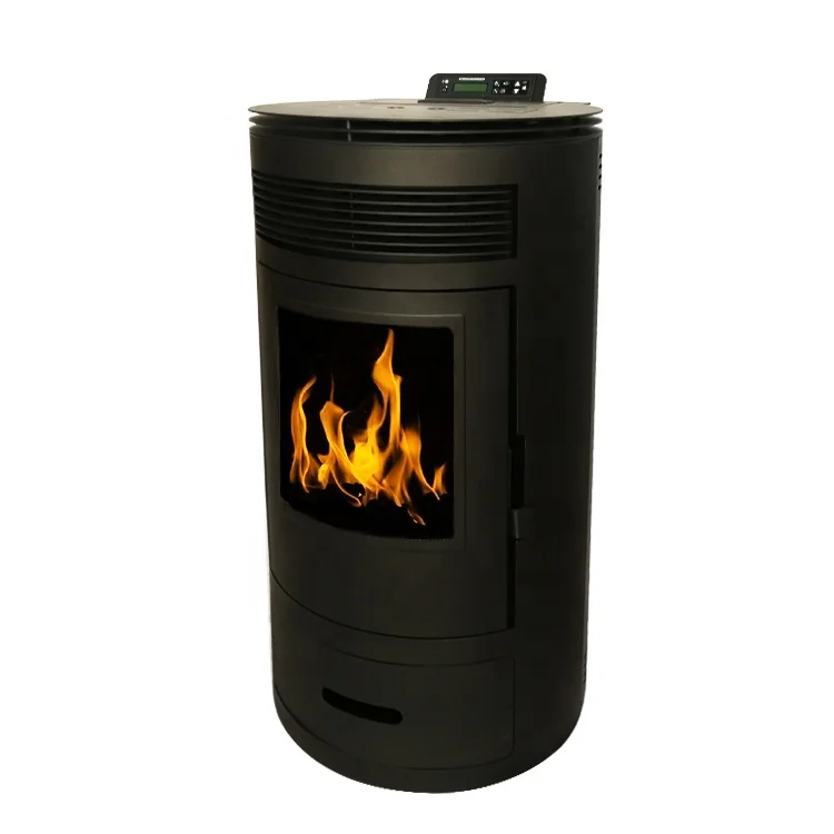 Portable Modern Fireplace Low Noise Smokeless 12 Kw Pellet Fireplaces Energy Saving Stove Cast Iron