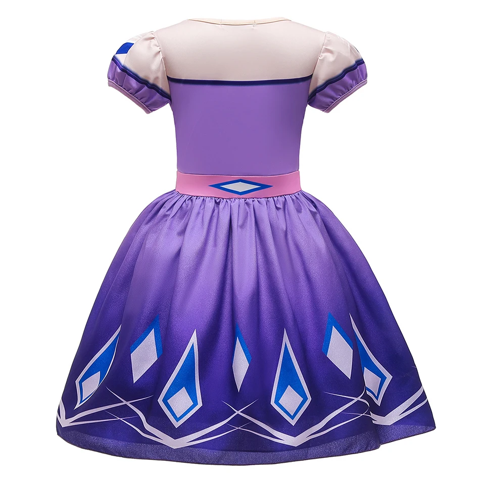 3D Printing Girls Elsa Purple Blue Dress Fancy Princess Party Supplies Costume Kids Role Play Snow Queen Halloween Disguise Gown