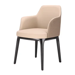 dining table and chair set pu leather upholstered modern dining chair with arm comfortable restaurant cafe furniture chair