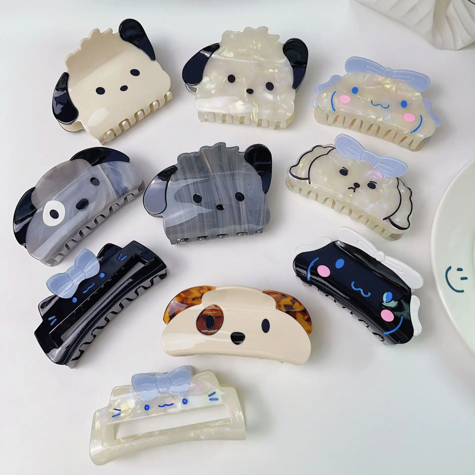 Wholesale Cute Teddy Dog Shape Hair Claw Clips Italy Cellulose Acetate Hair Claw Accessories Clip For Women Thick Hair pins