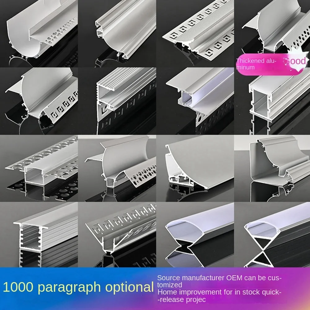 Ceiling Cabinet Strip Lighting U Channel Extrusion Black Surface Recessed Corner Gypsum Wall Plaster in LED Aluminum