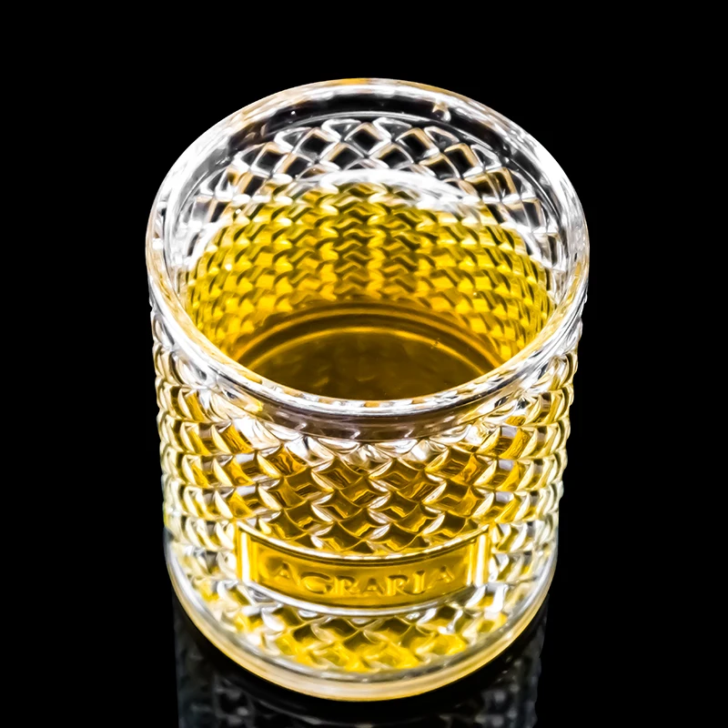 Amazon Hot Selling Custom Logo Exquisite Ribbed Water Glass Cup Whisky Glasses Whisky Tumbler Glassware