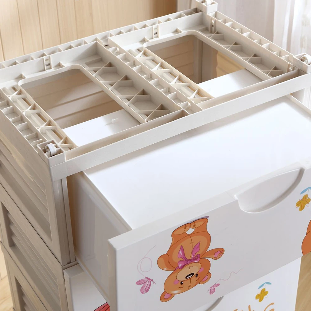 plastic storage drawer with lock kid drawer 4layers