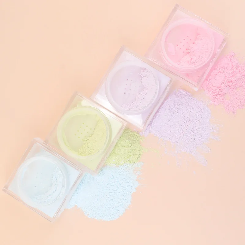 Private Label 17 Colors Long Lasting Waterproof Talc Free Face Translucent Pink Loose Setting Powder Jar With Puff