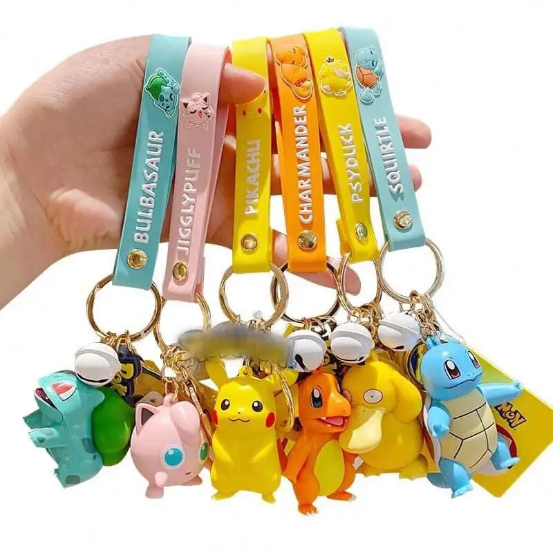 Gift Keychain Accessories Lovely Cartoon Pokemon Pika Key Chain Car Key Bag Pendant 3D Squirtle Doll Keychains Wholesale Widget