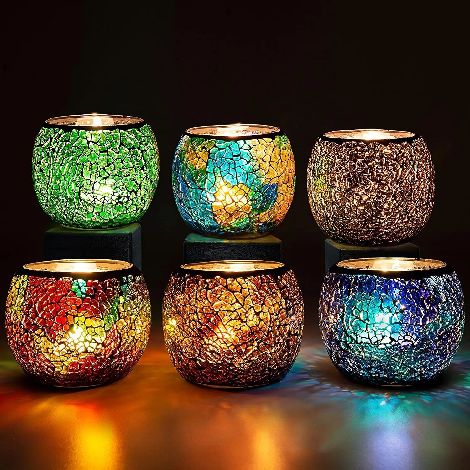 Exquisite candle holder set Mosaic design potted plants bowl candle jar gifts European glass empty candle tins table decorations