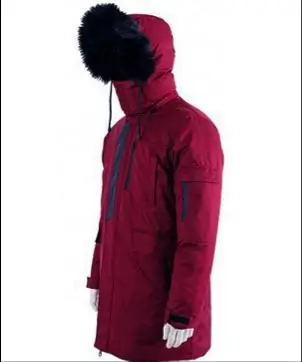 High quality wholesale custom branded   burgundy goose duck  down coats jacket hood parka  men