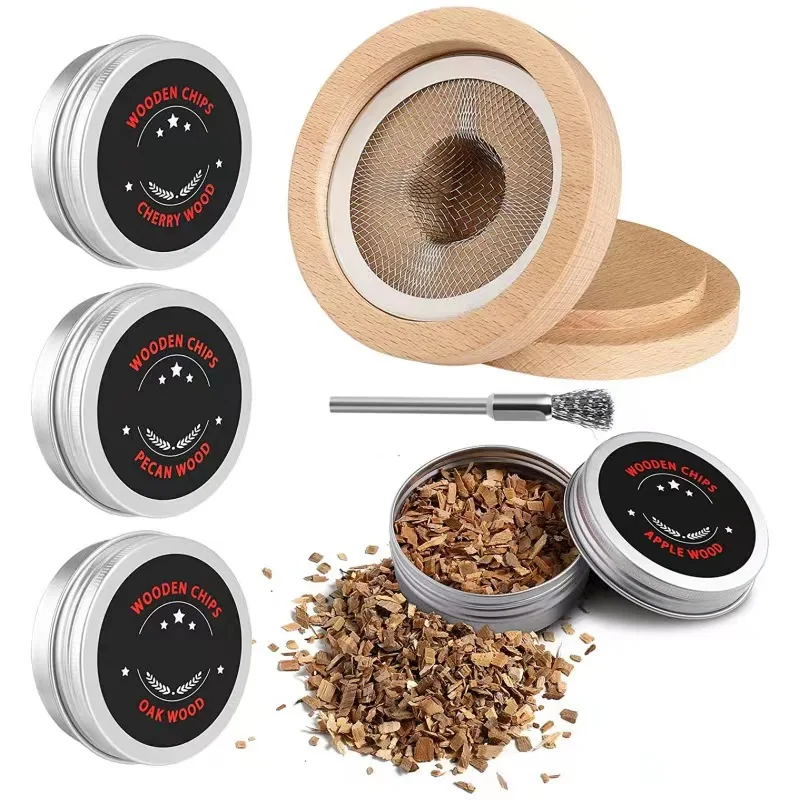 Luxury Wooden Cocktail Smoker Kit with Torch Cocktail Smoking Kit Set Whiskey Cocktail Smoker Kit and Wooden Chips