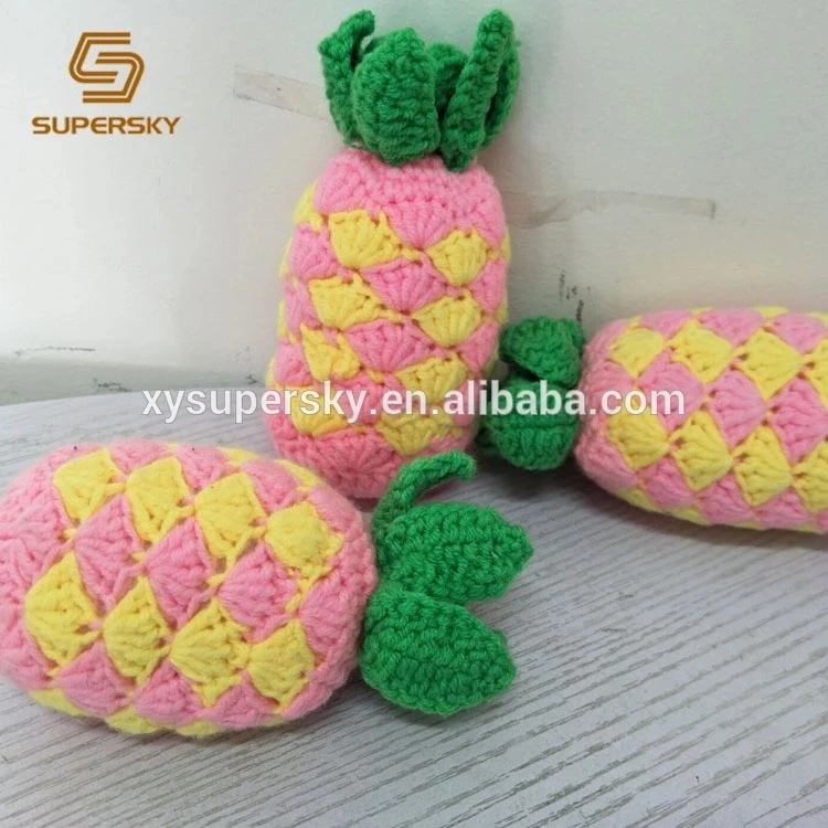 Wholesale Crochet Cotton Yarn Play Pretend Kitchen Food Hand Knit Stuffed Fruit with Custom Design