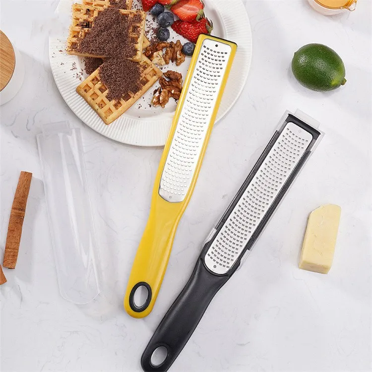 Multi-purpose Kitchen Gadgets Stainless Steel Blade Plastic Handle Cheese Grater Lemon Zester with Storage Box