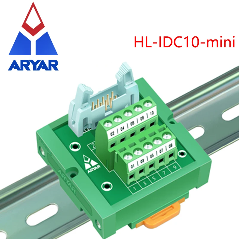 IDC10 Mini male terminal block breakout board IDC10 Mini connector PLC relay adapter DIN Rail Mounting IDC10 Mini Breakout board