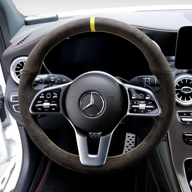 Steering Wheel Cover in Alcantara for Mercedes Benz A-Class W177 B-Class W247 C-Class W205 CLS-Class Auto accessories interio