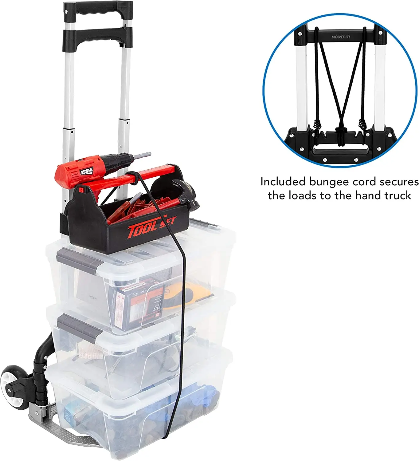 Folding Hand Truck and Personal Dolly 165 lb Capacity with Rubber Wheels and Telescoping Handle Aluminum Luggage Cart