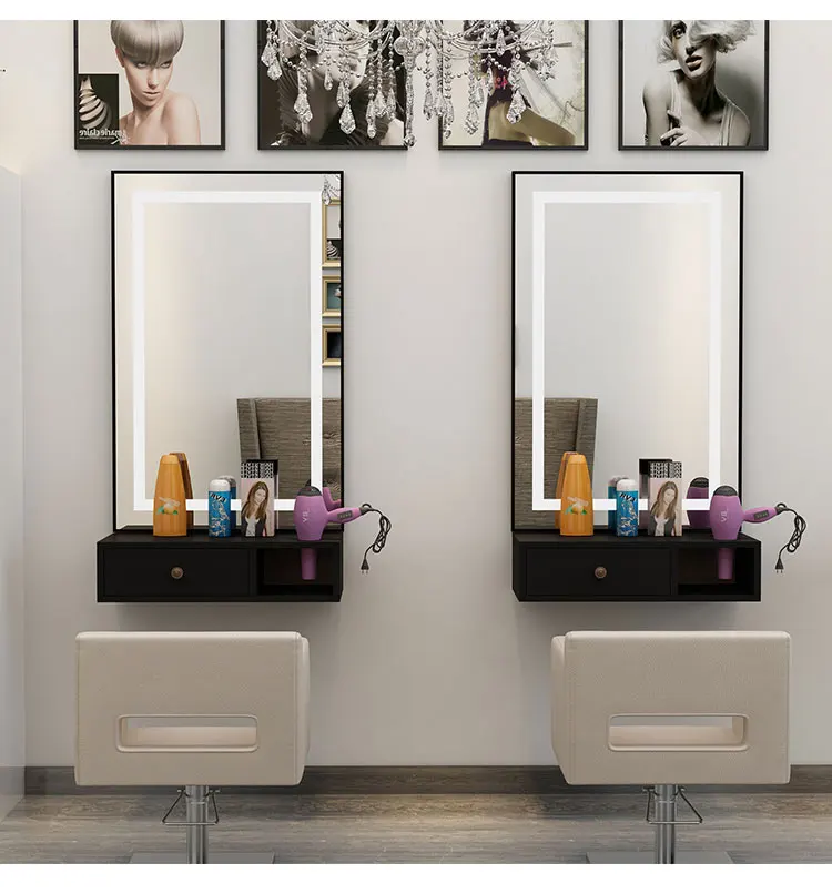 Single Side Hairdressing Product Dedicated LED Salon Wall Mirror Mounted Practical Smart Mirror Morden Style Salon Mirror