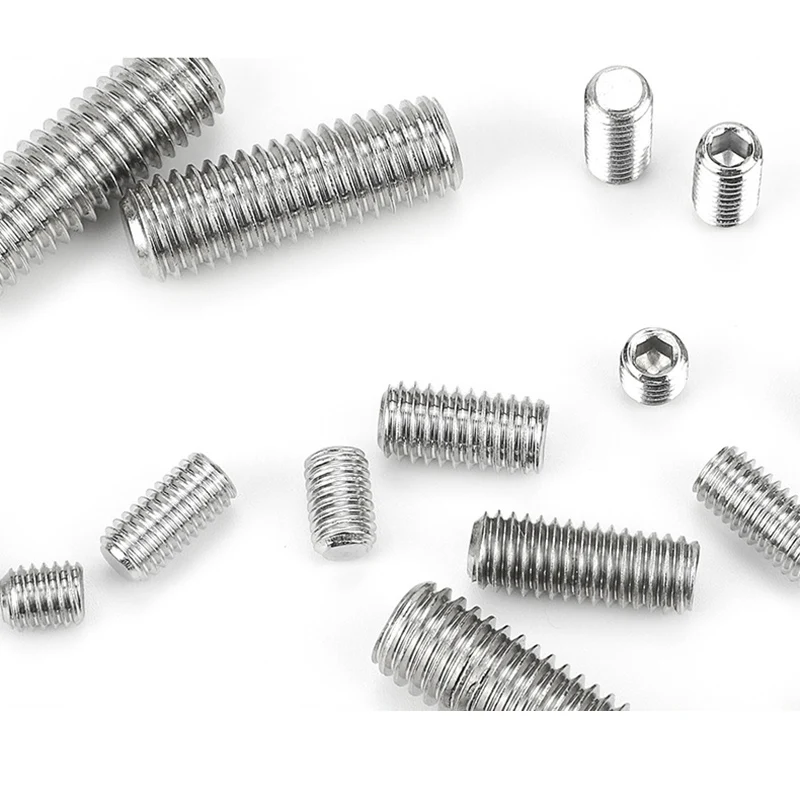 201 Stainless Steel Flat End Headless Machine Hexagon Socket Set Screw Jacking Screw M3 M4 M5 M6 M10 M12