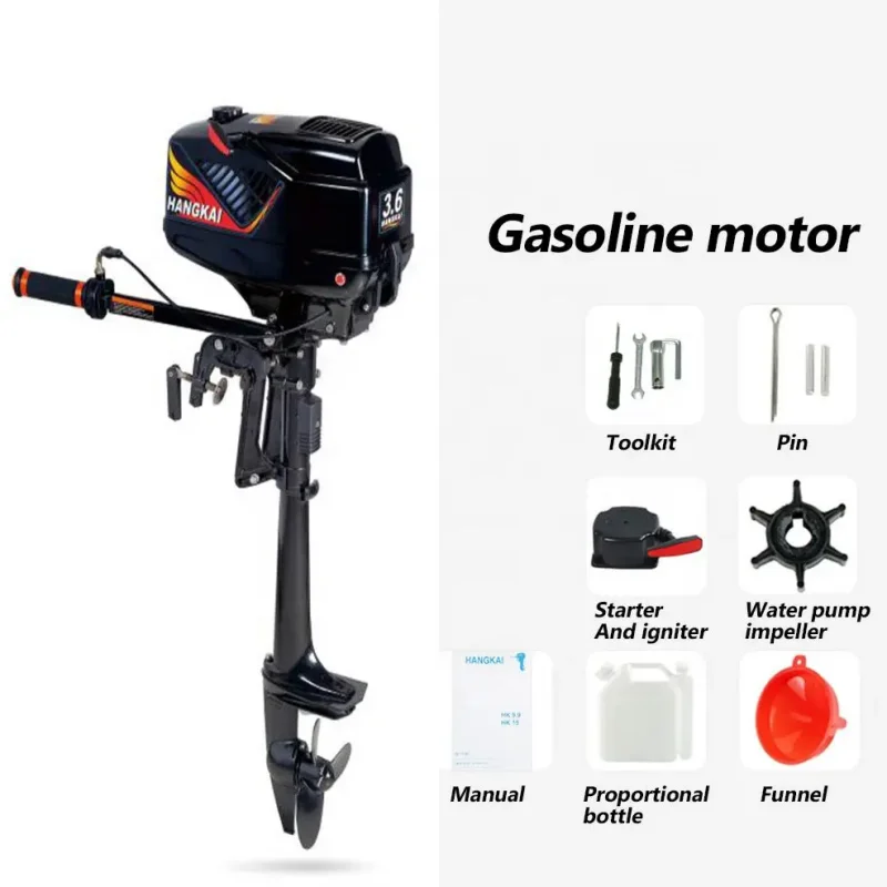 Water-cooled 3.6HP Outboard Motor for Fishing Boat 2 Stroke 55cc Short Shaft Gasoline Portable Engine