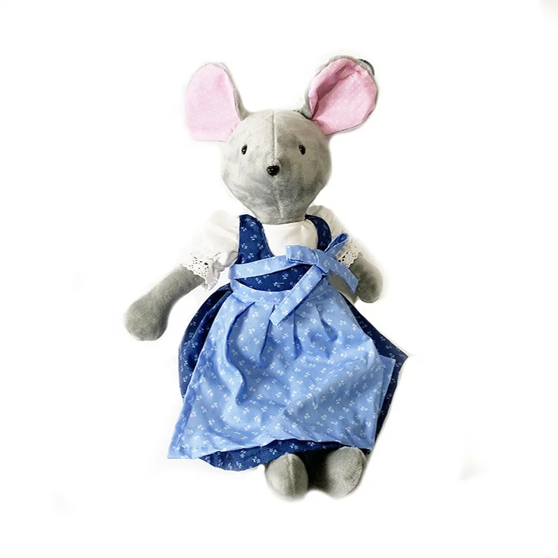 Custom 2021 wholesale plush stuffed animal dolls cute plush mouse doll mickey mouse plush toy with printing clothes and dresses