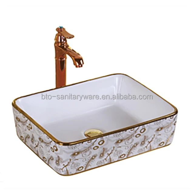 Ceramic Hot Selling Vessel Sink without faucet hole European Style Ceramic Hand Wash Basin