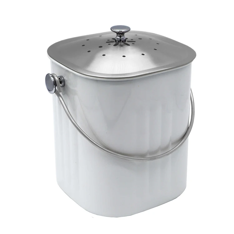 Home Indoor Metal Round food compostable container compost bin Kitchen