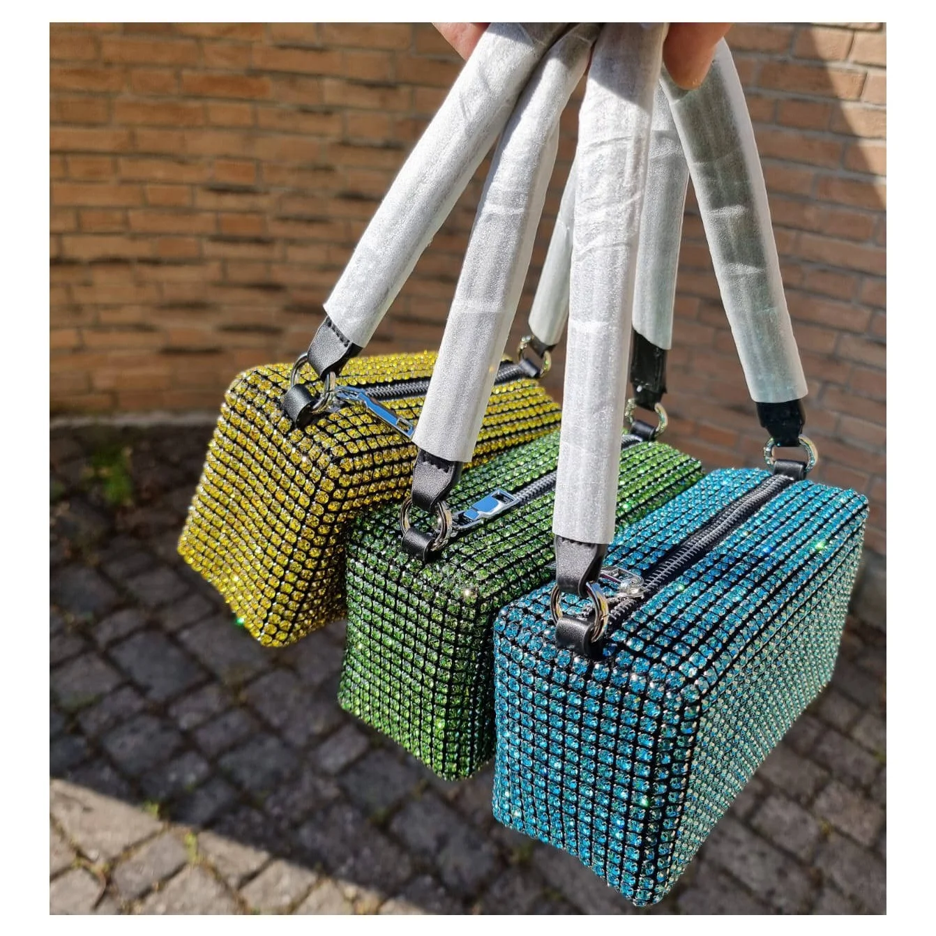 805#Luxury Fashion colorful pink green blue crystal Rhinestone Clutches Bag Women Purse Bling bag Evening Party Diamonds Handbag