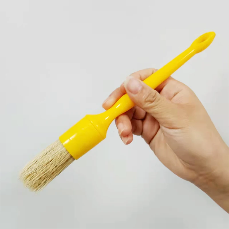 Plastic handle customized logo 5 PCS hog bristle round brush for car washing cleaning