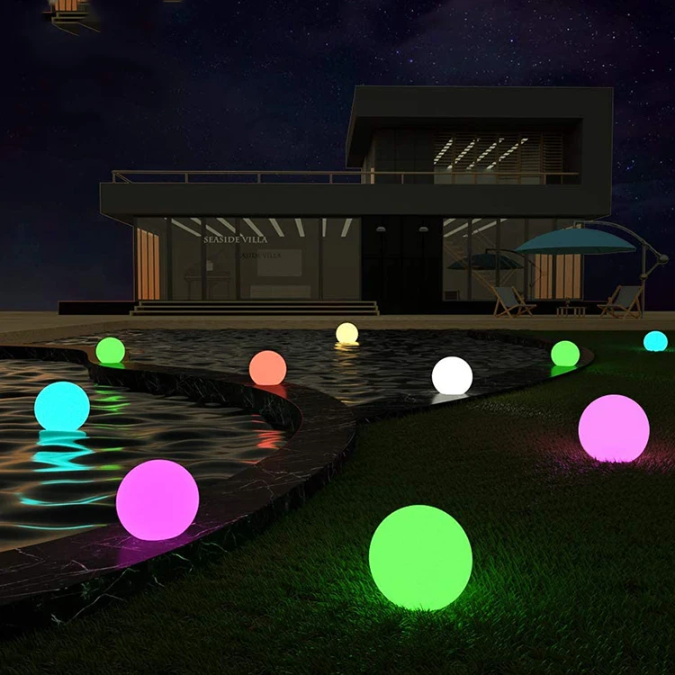 LED Floating Pool Light Ball with Remote Control 16 RGB Colors Waterproof Outdoor Decor Portable Changeable