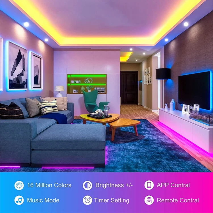 Morden популярное украшение SMD2835 12 В ТВ WIFI De Alexa 5 15 20 30 Metros неоновый RGB Tiras Luces led