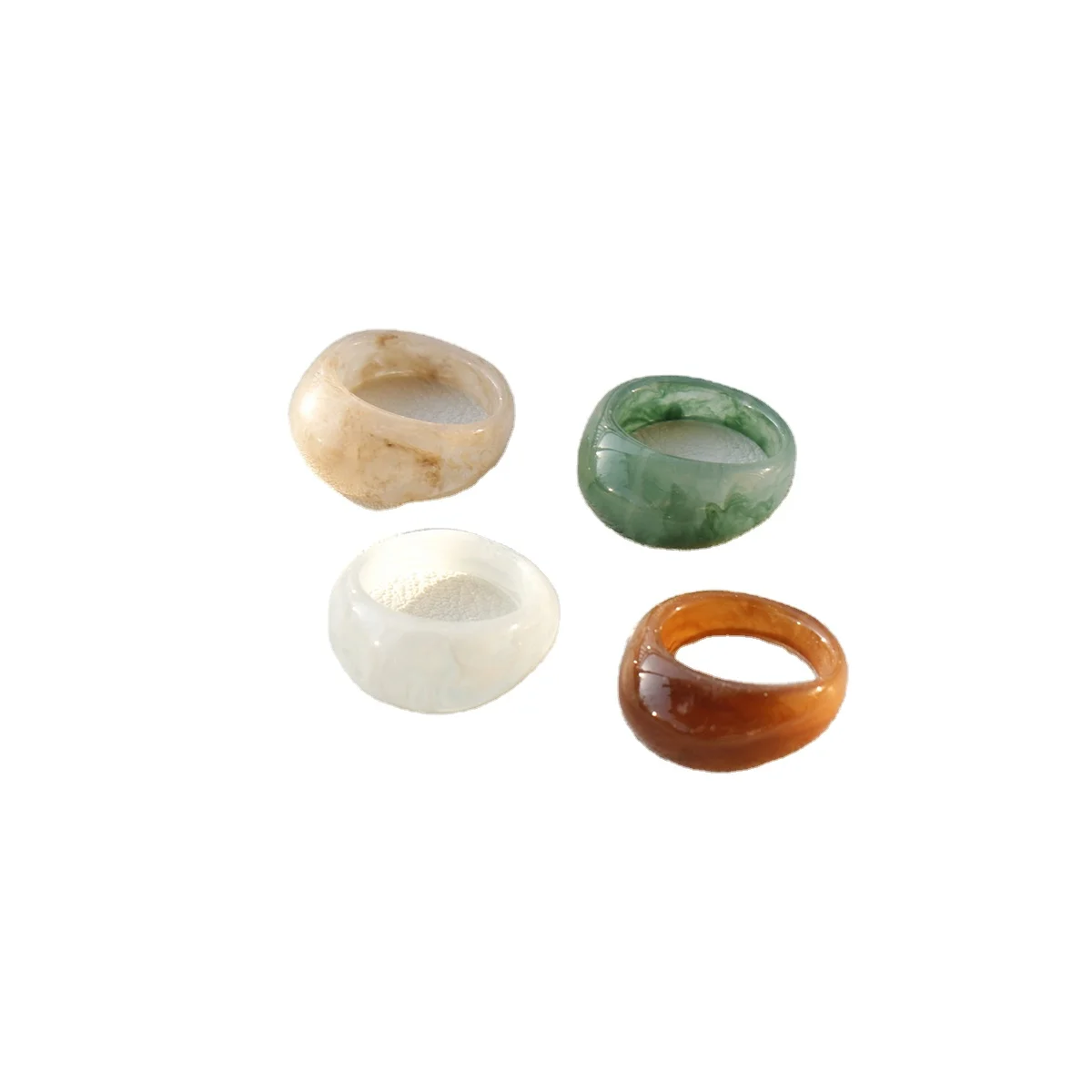 4pcs/lot Korea Acrylic Resin Rings Set Fashion Jewelry Gifts Temperament Fidget Ring for Women