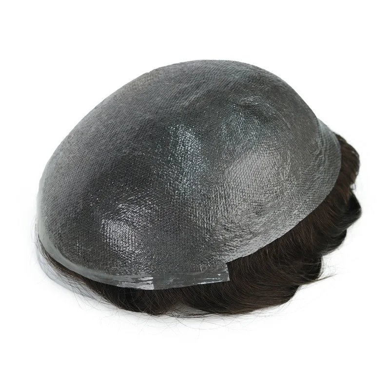 NL New Arrival design 0.04 0.06 Super thin skin 100% Human Hair Vloop Toupee 1B80# poly Toupee Hair Replacement System for Men