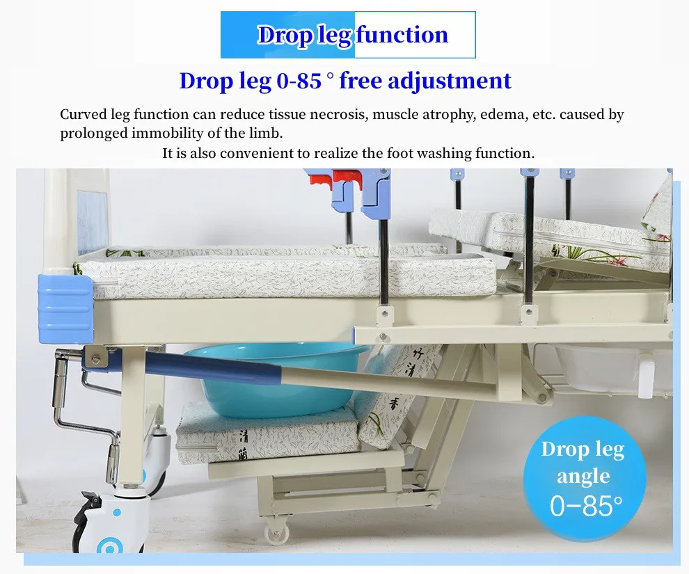 3 Functions Icu Manual Medical Equipment Hospital Beds 3 Crank Manual Patient Nursing Bed For Sale