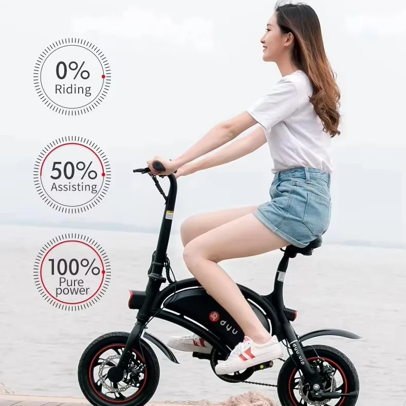 Free Shipping DYU D3F Electric City Bike 250w 36V 14 Inch Folding Electric Bicycle Adult 40KM Long Range Ebike US EU Warehouse