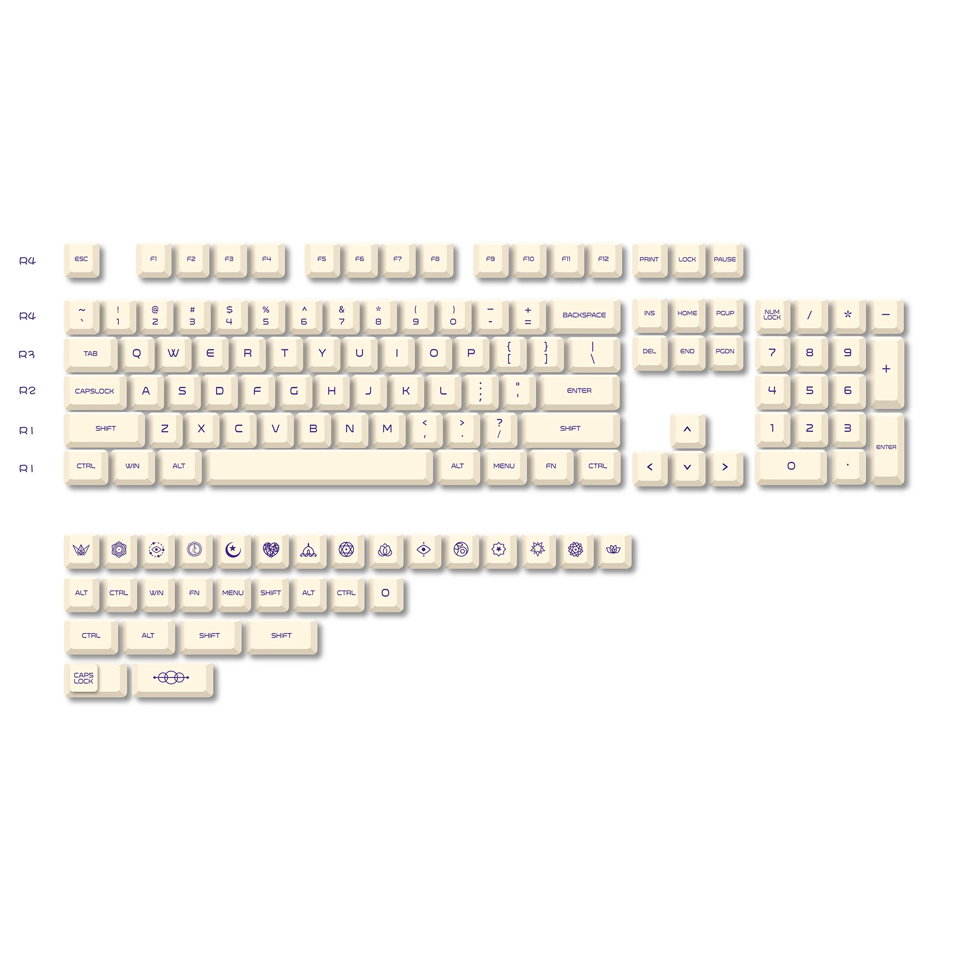 Royal Kludge thermal sublimation rgb typewriter sa profile thai custom epbt nordic pbt blank keycaps with russian letters