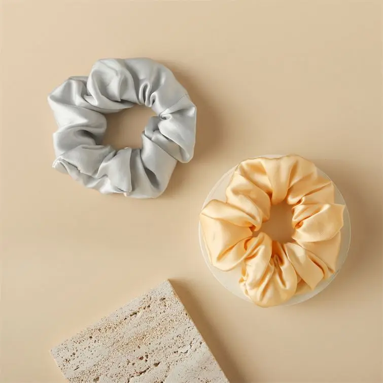 Pure Silk Charmeuse Scrunchy Regular Scrunchies For Hair Silk Scrunchies For Women Soft Hair Care Coffee