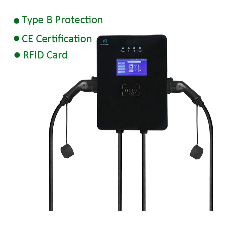 14 кВт (7 кВт * 2) AC EV Wallbox Charger сваи типа 2 OCPP1.6 электрические автомобильные зарядные станции сваи EV зарядка с RFID