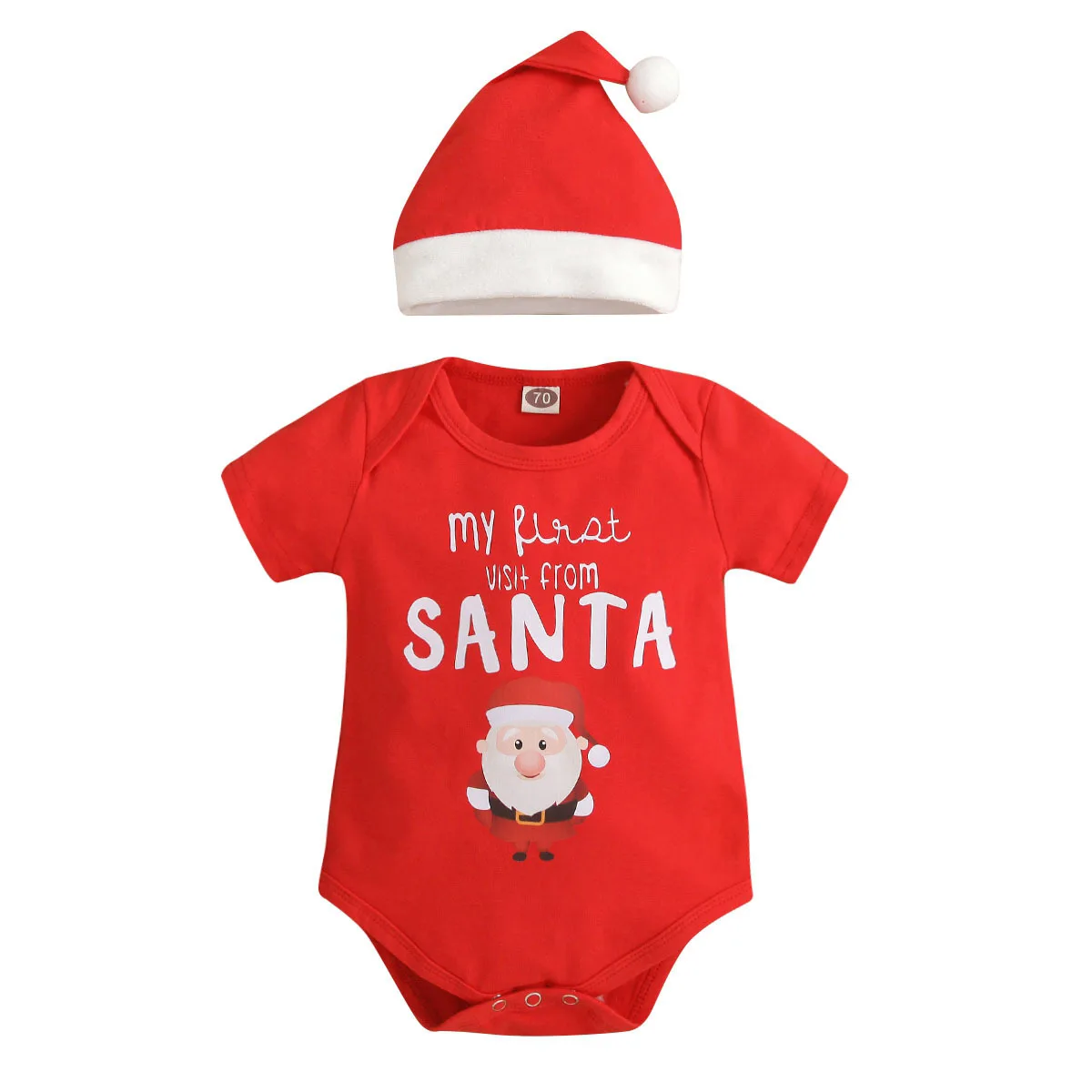 Wholesale European and American Christmas Infant baby boys and girls Triangle Wrap Hip Romper baby onesie with Christmas hat