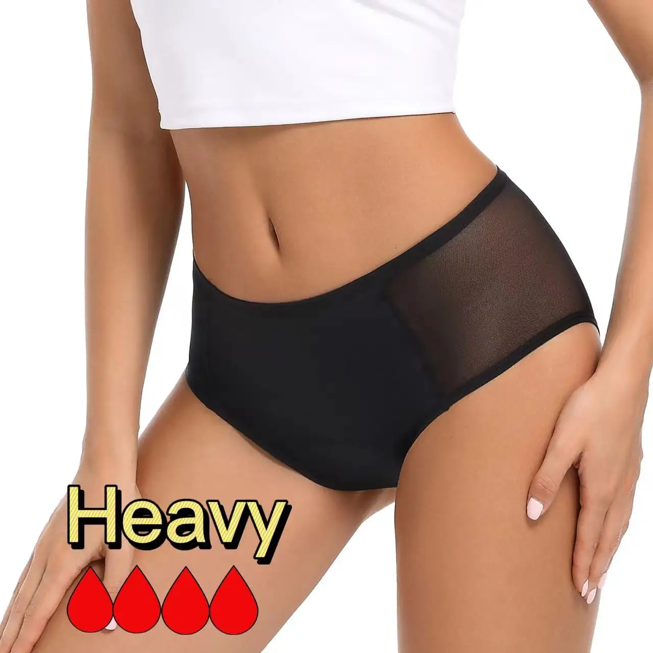 3XL Spandex Nylon Menstrual Period Panties Physiological Underwear Women Physiological Brief Four Layer Proof High Waist