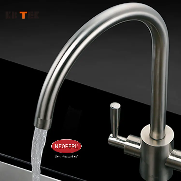 KB TEK Most Popular Luxury Design Durable Single Hole Mounted Faucet Kitchen mixer Modern Brush Brass Mixer Tap